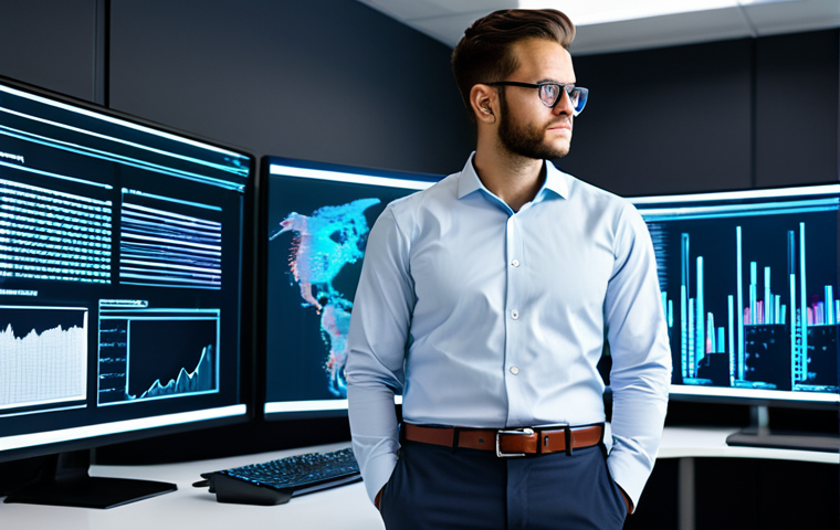 A professional data analyst, fully clothed in a crisp, modest business shirt and trousers, standing in a brightly lit, modern tech office. They are focused on a large holographic display showing intricate data visualizations, clean code snippets, and performance metrics, symbolizing data optimization and efficiency. The atmosphere is calm and focused, highlighting precision. safe for work, appropriate content, fully clothed, professional. perfect anatomy, correct proportions, natural pose, well-formed hands, proper finger count, natural body proportions. Professional photography, high detail, sharp focus.