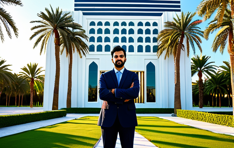 **

"A professional Arab architect, fully clothed in modest business attire, standing in front of a stunning, modern building designed with traditional Islamic geometric patterns. The building is bathed in the warm glow of the setting sun, creating intricate shadows. Lush greenery and palm trees surround the building. Perfect anatomy, correct proportions, natural pose, safe for work, appropriate content, professional, family-friendly, high quality, well-formed hands, proper finger count, natural body proportions."

**