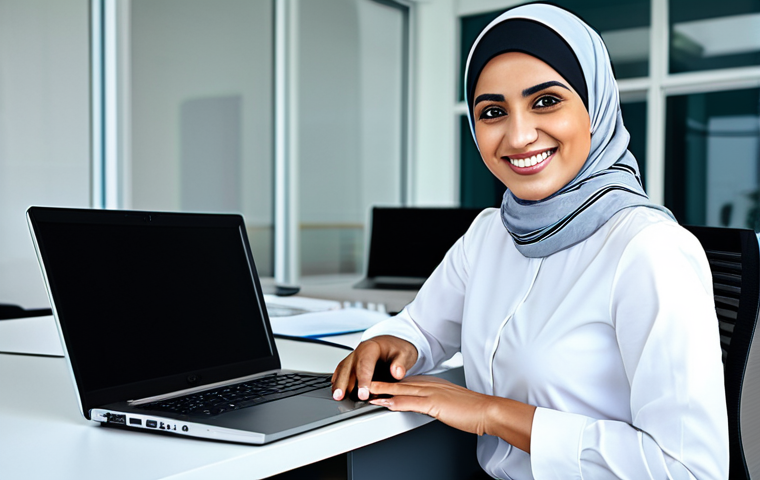 **

"A professional female engineer, fully clothed in a modest work outfit with a headscarf, smiling confidently in a modern tech office in Dubai. She is working on a laptop, with blueprints visible in the background. Safe for work, appropriate content, perfect anatomy, natural pose, professional setting, well-lit, high-resolution."

**