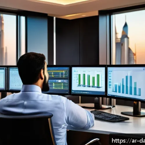 Home 31 데이터베이스 성능 분석을 위한 툴 리뷰 - A modern Middle Eastern office environment featuring a diverse team of Arab IT professionals analyzi...