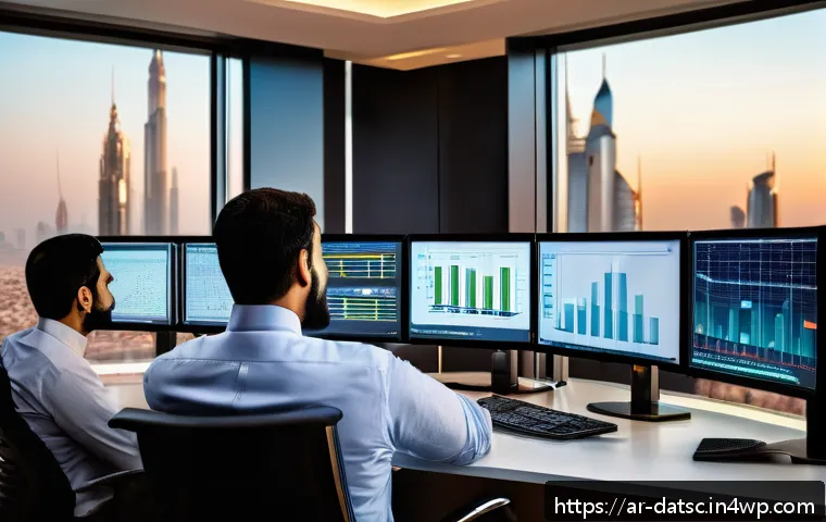데이터베이스 성능 분석을 위한 툴 리뷰 - A modern Middle Eastern office environment featuring a diverse team of Arab IT professionals analyzi...